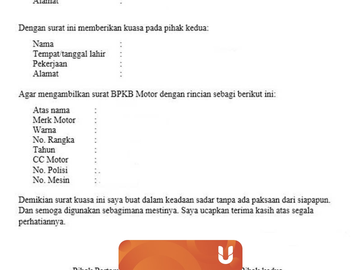 Surat Kuasa Kepemilikan Kendaraan / 16 Contoh Surat Kuasa Pengambilan
